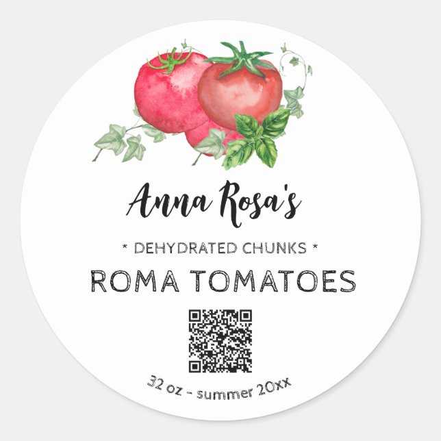 *~* AP30 Dehydrated Tomatoes QR Logo  Classic Round Sticker (Front)