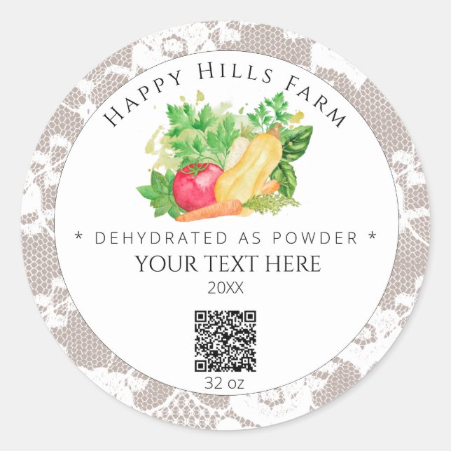 *~* AP30 DEHYDRATED Vegetables QR Logo Jar Classic Round Sticker (Front)