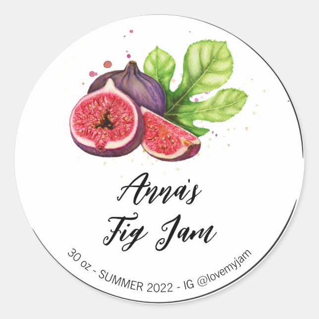 *~* AP30 FIG Home made Jelly Jam Preserves Classic Round Sticker (Front)