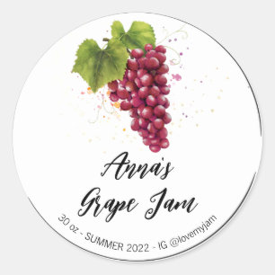 *~* AP30 GRAPE Homemade Jelly Jam Preserves Classic Round Sticker