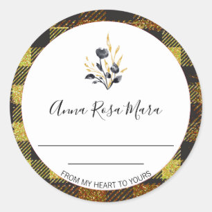 *~* AP30 Jam Buffalo Gingham Can Homemade Generic Classic Round Sticker