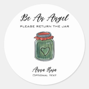 *~* AP30 Whimsical Return jar Green Canning Mason  Classic Round Sticker