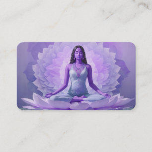 *~* AP32  Lavender Lotus Yoga  Woman QR Mandala Business Card