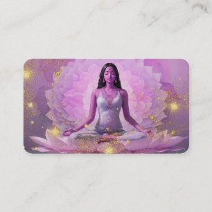 *~* AP32 Lavender Pink Lotus Woman QR Mandala Business Card