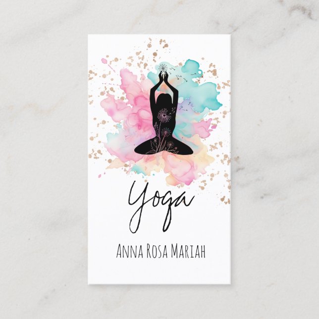 *~* AP33 Rainbow Chakra Spiritual Glitter Yoga Business Card (Front)