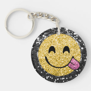 *~* AP40 Pink Tongue Side Flirting Emoji Key Ring
