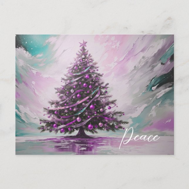 *~* AP44 Abstract Winter Christmas Tree PHOTO  Holiday Postcard (Front)