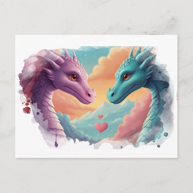 *~AP48 PHOTO Invite Gender Reveal Dragon Artsy Postcard (Front)