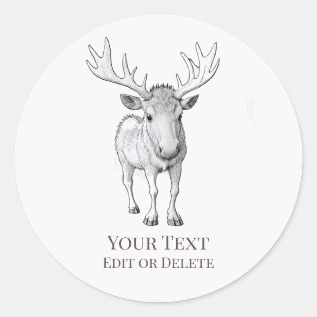 *~* AP49 Cute Sweet Rustic Baby Moose Classic Round Sticker (Front)