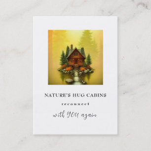 *~* AP49  Rustic Cabin Cottage QR LOGO Fall Golden Business Card