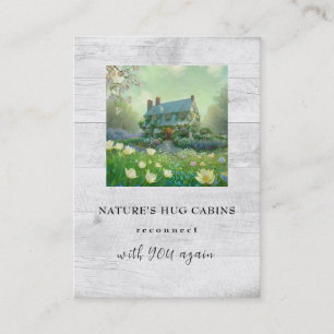 *~* AP49  Rustic Cabin Cottage Spring Flowers QR Business Card