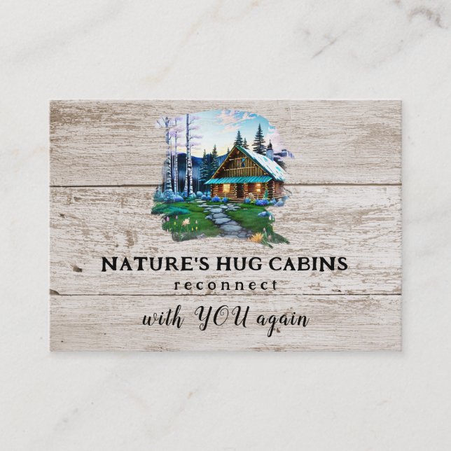 *~* AP49  Rustic Cabin QR Wood Planks Business Card (Front)