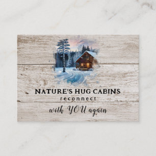*~* AP49  Rustic Cabin QR Wood Planks Winter Business Card