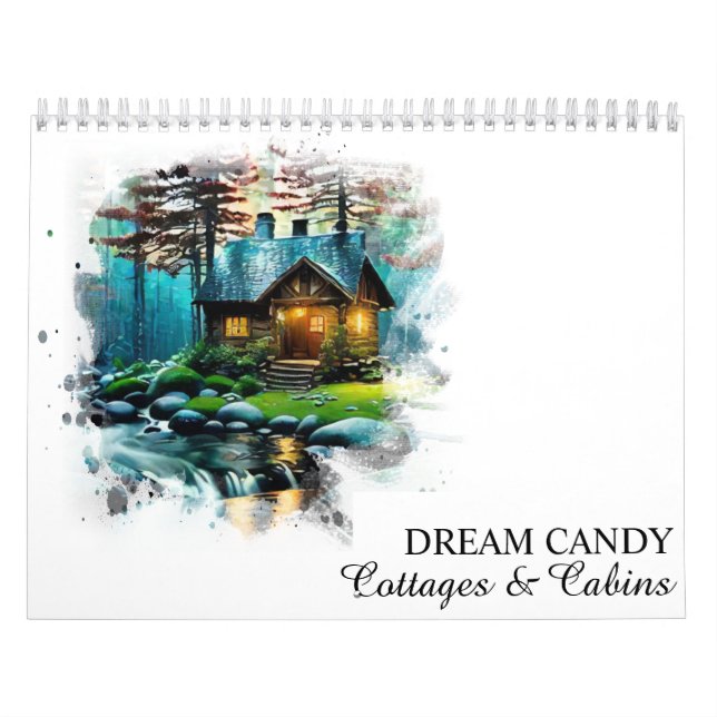 *~* AP49 Rustic Cottages Log Cabins Artistic Calendar (Cover)