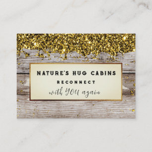 *~* AP49  Rustic QR Distressed Wood Glitter Business Card