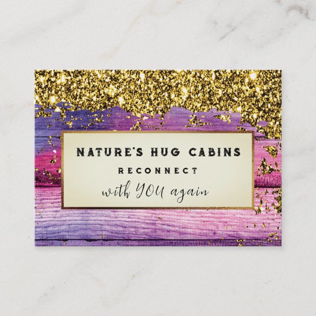 *~* AP49  Rustic QR Weathered Wood Glitter Business Card (Front)