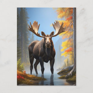*~* AP49 Strong MOOSE Stream Nature Forest  Postcard