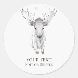 *~* AP49 Sweet Cute Rustic Baby Moose Classic Round Sticker