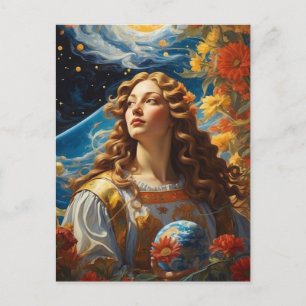 *~* AP50 Fantasy Universe Cosmic Goddess Flower Postcard