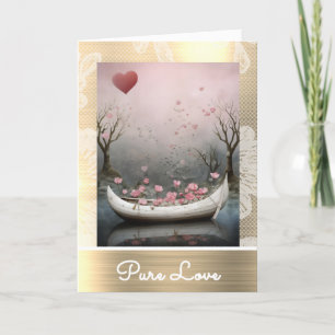 *~* AP51 17 Romantic Canoe Boat Hearts Valentine Holiday Card