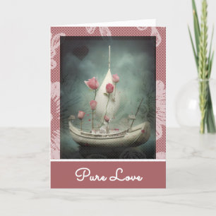*~* AP51 22 Romantic Canoe Boat Hearts Valentine Holiday Card