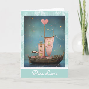 *~* AP51 30  Love Boat Hearts Romantic Valentine Holiday Card