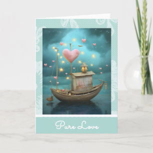 *~* AP51 33  Love Boat Hearts Romantic Valentine Holiday Card