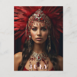 *~ AP53 Boho JULY Goddess BIRTHDAY RUBY Postcard