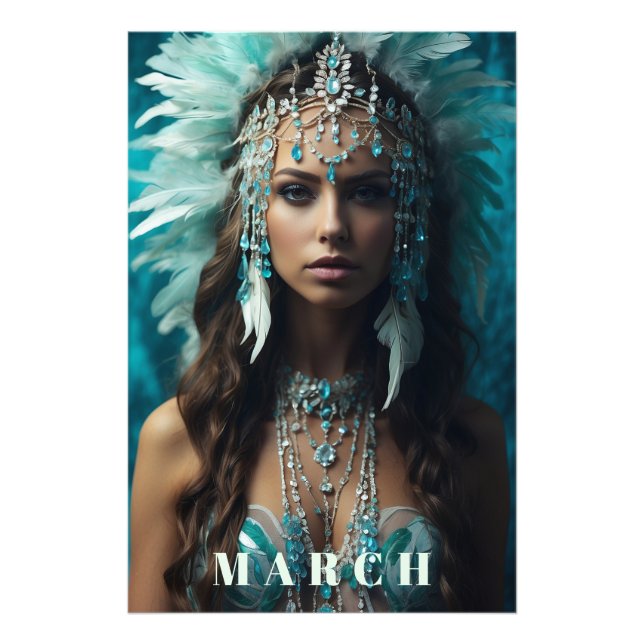 *~* Ap53 Boho MARCH  AQUAMARINE Headdress Photo Print (Front)