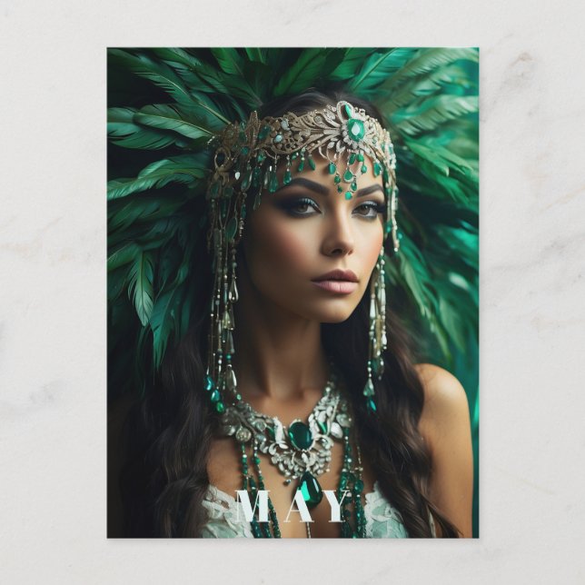 *~ AP53 Boho MAY Goddess BIRTHDAY Emerald Postcard (Front)