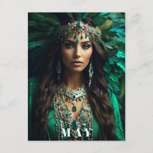 *~ AP53 MAY Goddess BIRTHDAY Emerald Boho Postcard
