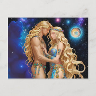 *~* AP58 Cosmic Women Fantasy Romantic Galaxy Holiday Postcard