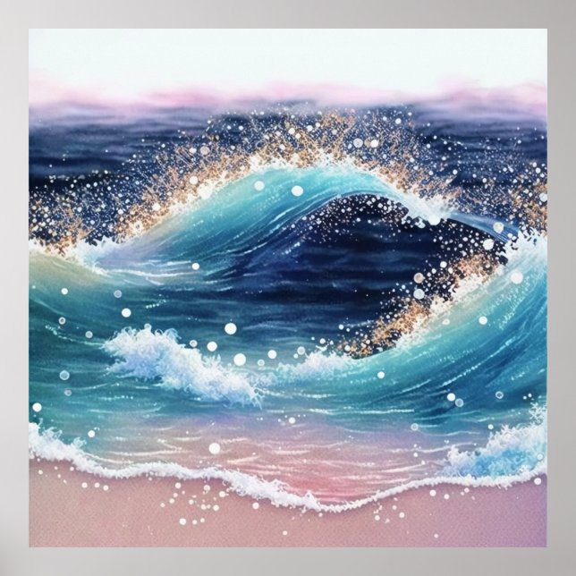 *~* AP60 Sea Sparkle Coastal Ocean Sand Beach Wave Poster (Front)