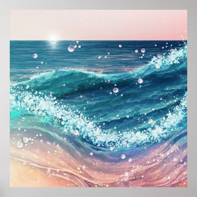 *~* AP60 Sea Sparkle Sand Coastal Ocean Beach Wave Poster (Front)