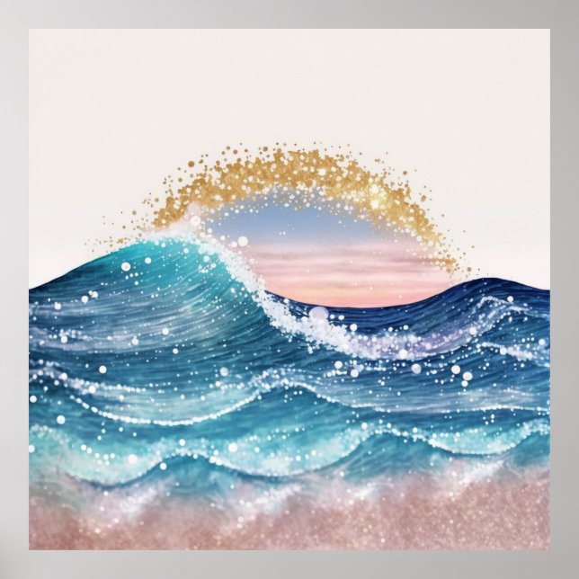 *~* AP60 Sparkle Beach Coastal Ocean Wave Sand Sea Poster (Front)