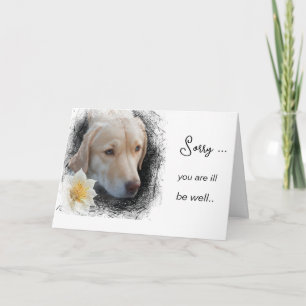 *~ AP61 Flower Sick Get Well Sad Dog Card