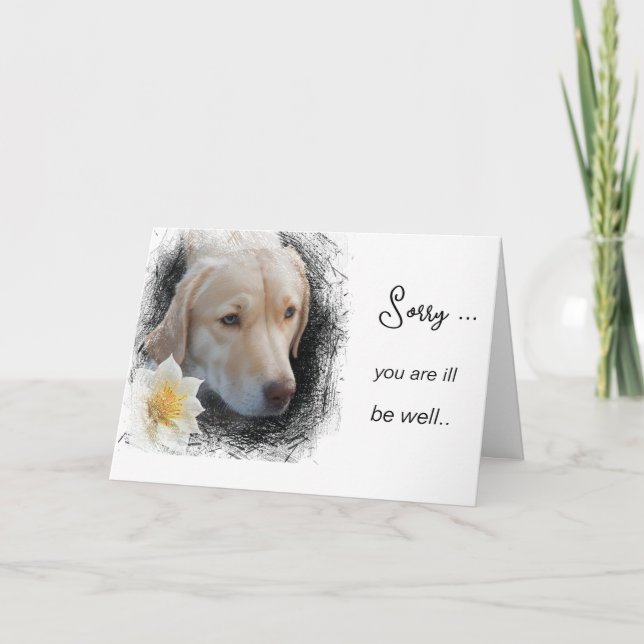 *~ AP61 Flower Sick Get Well Sad Dog Card (Front)