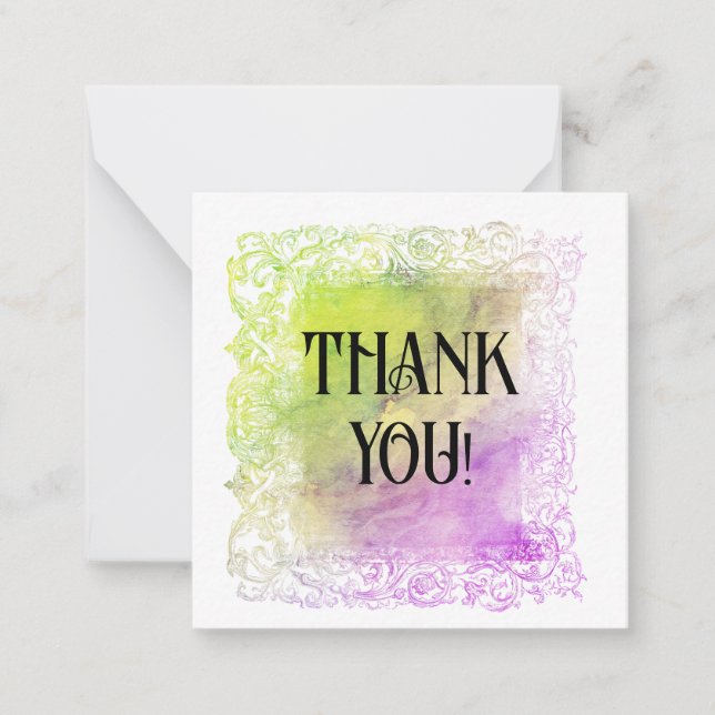 *~*  AP62 Ombre Pastel THANK YOU Flat Note Card (Front)