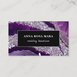 *~* AP66 Glam QR Lavende Purple Silver Glitter Business Card