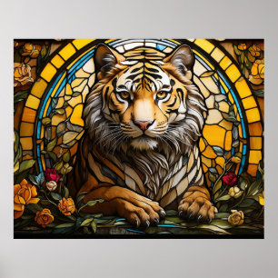 *~* AP68 Fantasy TIGER Stained Glass Colourful  5: Poster