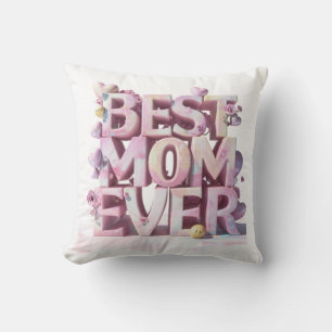 *~ AP72 Mother Day BEST MOM EVER Hearts Floral #1 Cushion