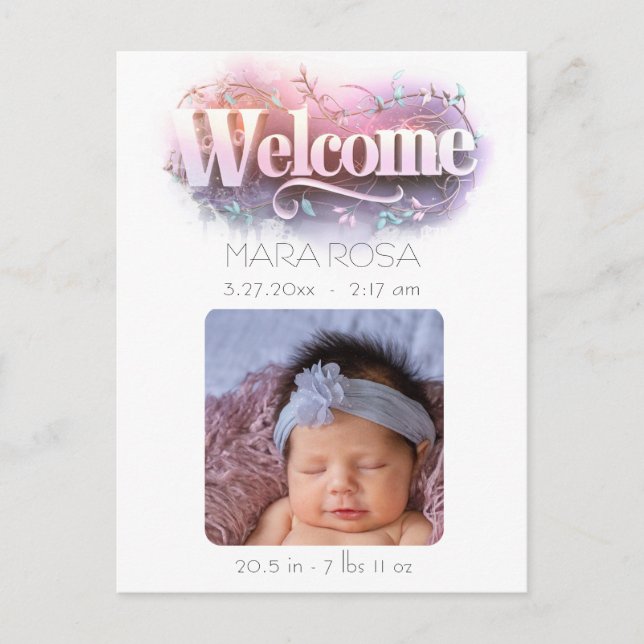 *~* AP79 Baby Newborn Birth Announcement PHOTO Postcard (Front)