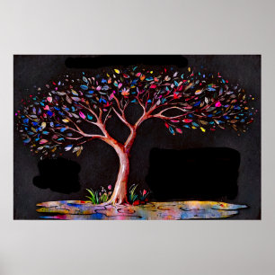 *~* AP81 Modern Artistic Ethereal Neon Tree Poster
