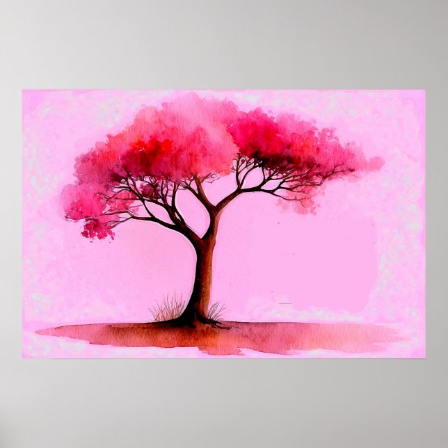 *~* AP81 Modern Artistic  Ethereal Pink Tree Poster (Front)