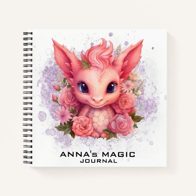 *~* AP85 Floral Law Attraction Cute Baby Dragon  Notebook (Front)