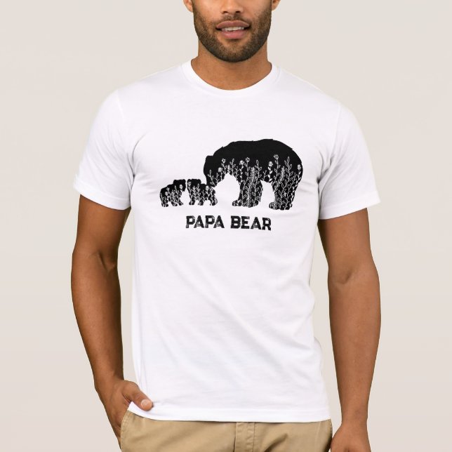 *~* AP86 Wild Flowers Papa BEAR Father's Day T-Shirt (Front)