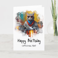 *~* AP91 Hip Cool Cat DRUMMER Birthday Card