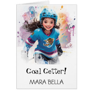 *~* AP94 Cute Hockey Girls 14 Personalize Birthday