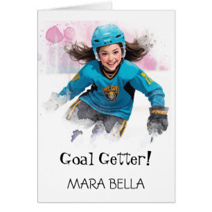 *~* AP94 Cute Hockey Girls 2 Personalize Birthday