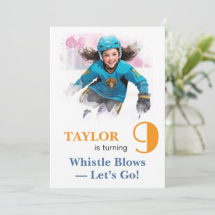 *~* AP94 DIY kw-2 Cute Hockey Girl Birthday Invitation